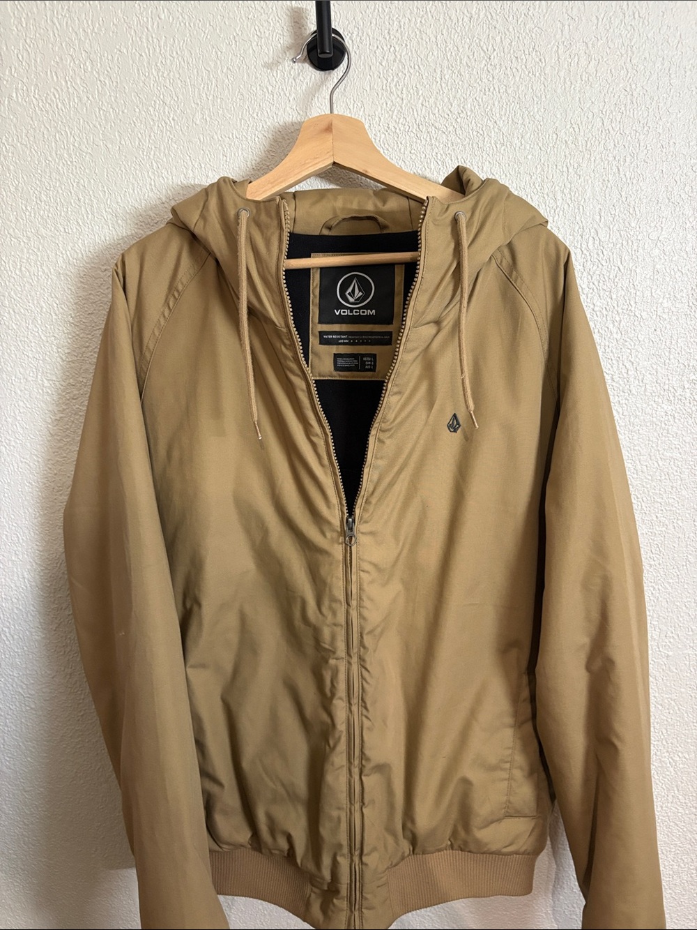 Volcom Men’s Hooded Jacket in Khaki Brown - Worn Once